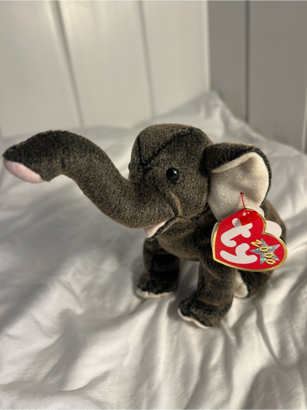 Ty Beanie Baby Trumpet the Elephant 2000 Retired Gray Plush Sitting Toy Y2K